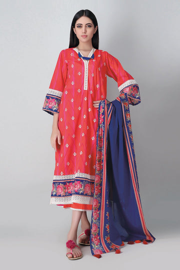 Khaadi Mb21119 Red Summer Lawn 2021